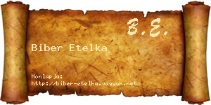 Biber Etelka névjegykártya